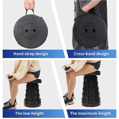 Portable Outdoor Folding Stool, Adjustable Telescoping Seat For Camping Stools