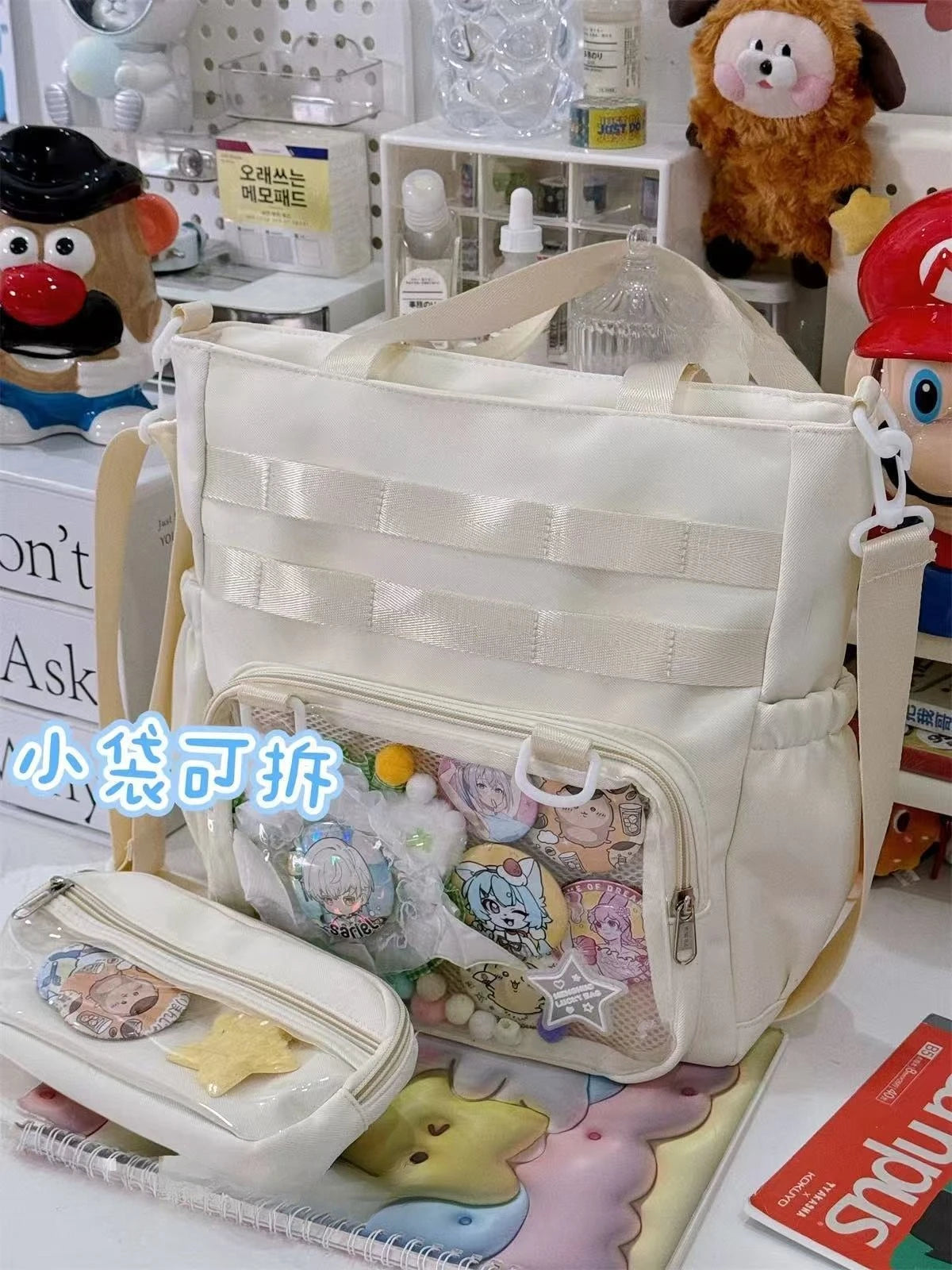 Japanese Transparent Ita Bag Handbag Women Anime Portable Large Capacity Girls Shoulder Tote Bag Nylon Crossbody Bags ItaBag