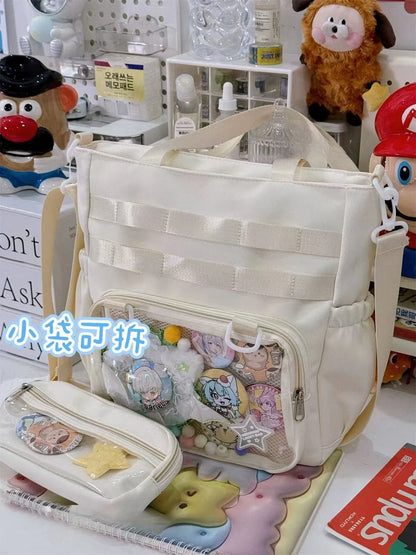Japanese Transparent Ita Bag Handbag Women Anime Portable Large Capacity Girls Shoulder Tote Bag Nylon Crossbody Bags ItaBag