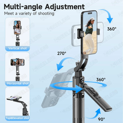 Tripod for Mobile Phone 360°Auto-Rotation Shooting C17 Quadrapod Selfie Stick Phone Stand AI Face Following, with Remote Control