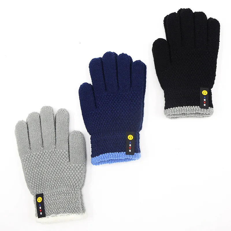 Kids Winter Gloves - Warm Knitted Mittens for Boys & Girls Ages 6-10 | Premium Cotton Stretch Gloves