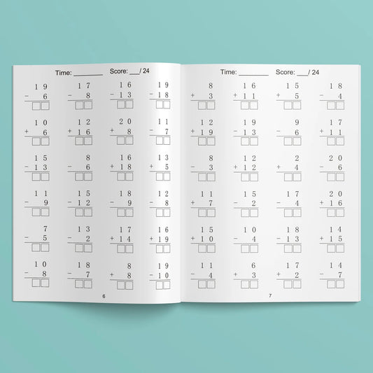 32 Pages Children's Math Enlightenment Workbook Addition and Subtraction Within 20 Mental Arithmetic Problems Activity Workbook