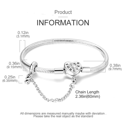 925 Sterling Silver Charm Bracelet - Leaf, Clover, Butterfly & Heart Design | 17-20cm Adjustable