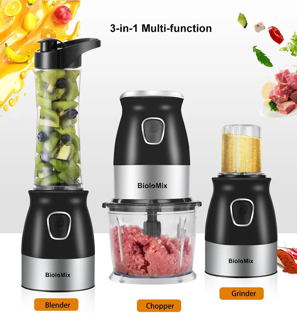 BPA FREE 500W Portable Personal Blender Mixer Food Processor With Chopper Bowl 600ml Juicer Bottle Meat Grinder Baby Food Maker