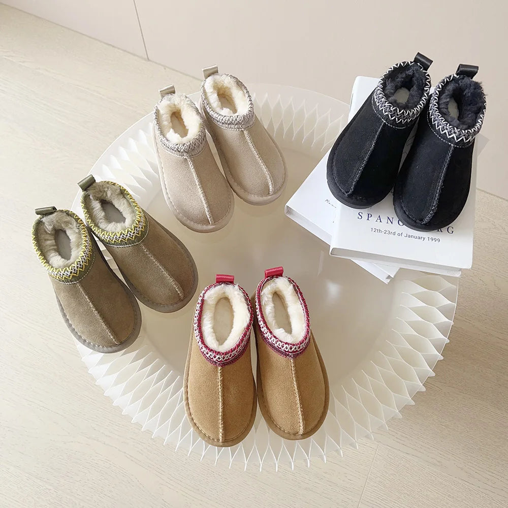 Kids Winter Slippers - Luxury Fur Lined Non-Slip Indoor Boots for Boys & Girls