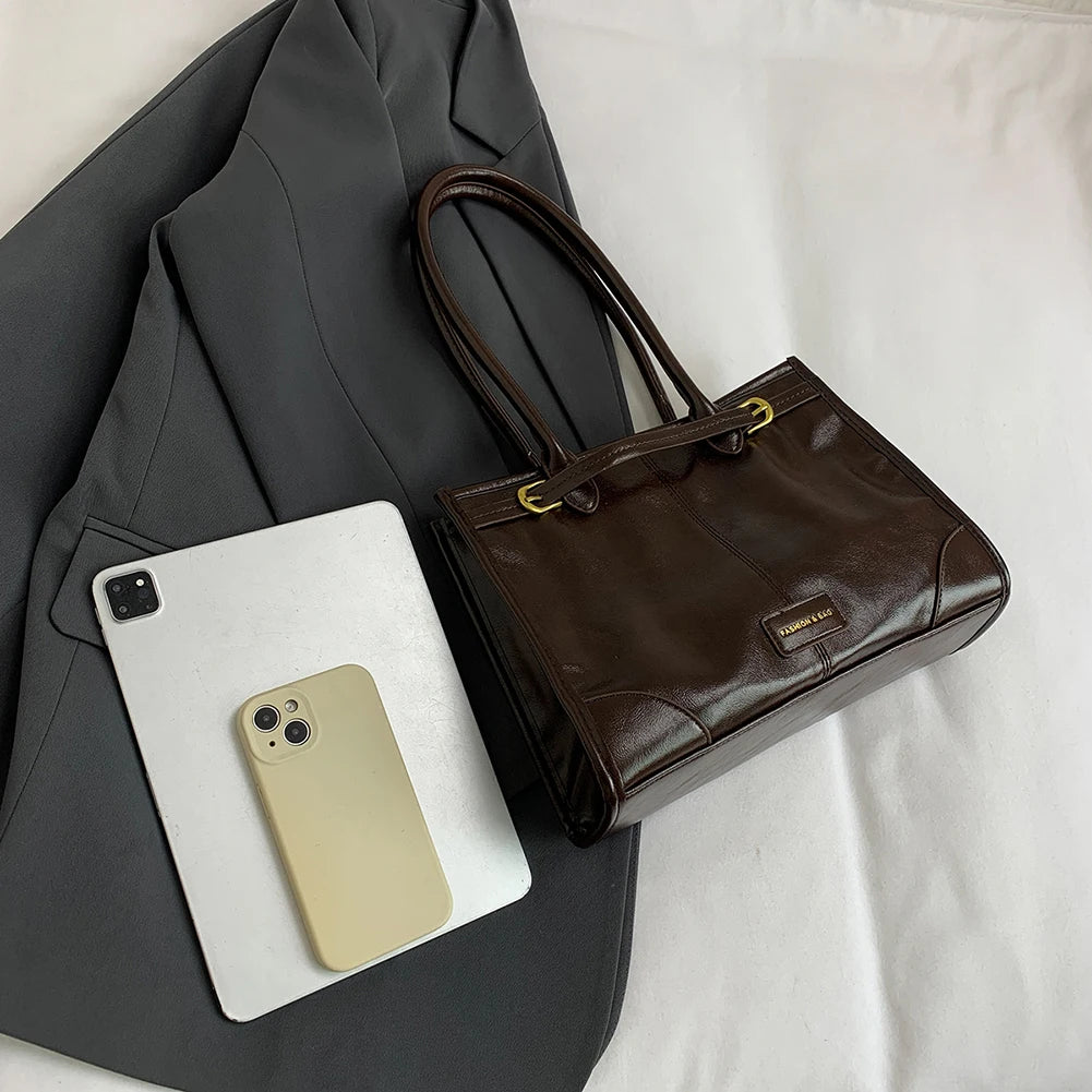 Luxury Handbag Designer Tote Bag for Women PU Leather Shoulder Bag Trendy Red Tote Bags Clutch Handbag for Work Commuter Bag