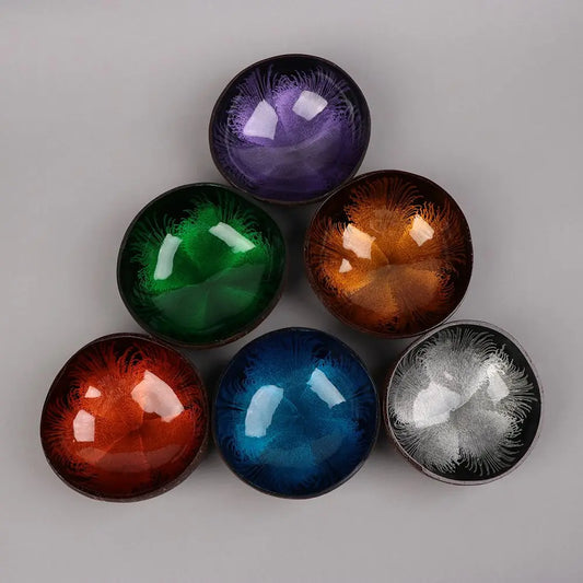 Natural Coconut Shell Bowl Dishes Handmade Kitchen Key Candy Nut Storage Bowl Paint Mosaic Craft Home Decor