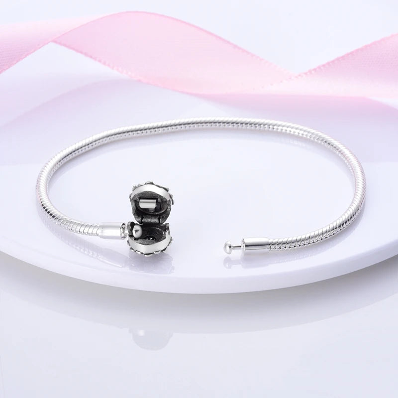 925 Sterling Silver Charm Bracelet - Leaf, Clover, Butterfly & Heart Design | 17-20cm Adjustable