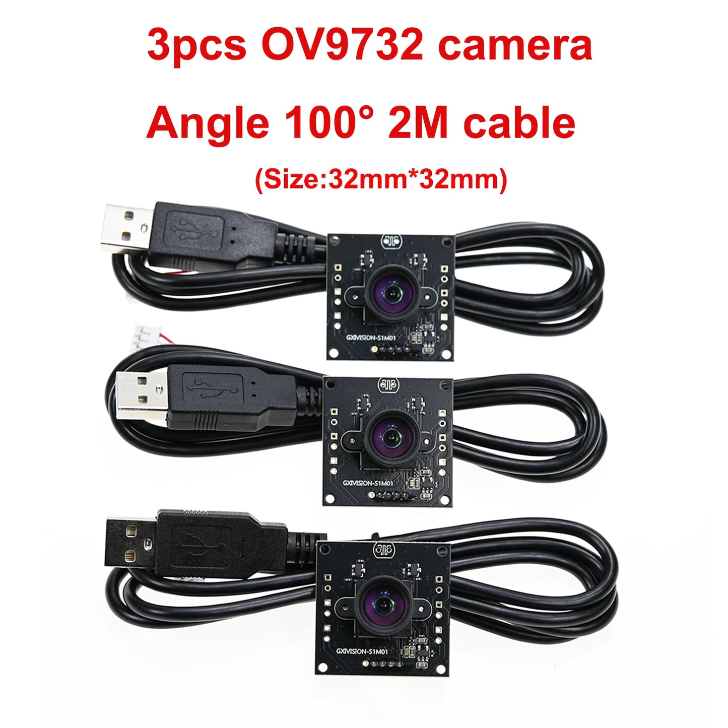 GXIVISION OV9732 1MP 30FPS 2M Cable 100 Degree USB Camera Module,3pcs OV2735、IMX179 Webcam Compatible For Autodarts.io Scoring