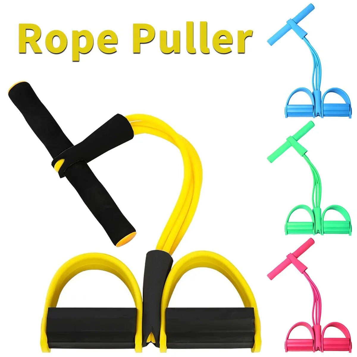 4 Tube Tension Rope Puller Pedal Ankle Exerciser Abdominal Fiess Sport UK