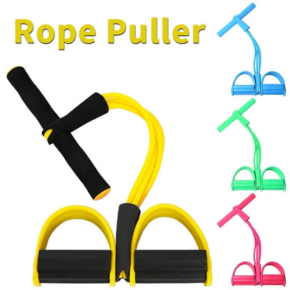 4 Tube Tension Rope Puller Pedal Ankle Exerciser Abdominal Fiess Sport UK