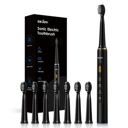 SEJOY Electric Sonic Tooth Brush for Adult USB Rechargeable Electric Toothbrush Washable with 7 pcs Replacement Heads