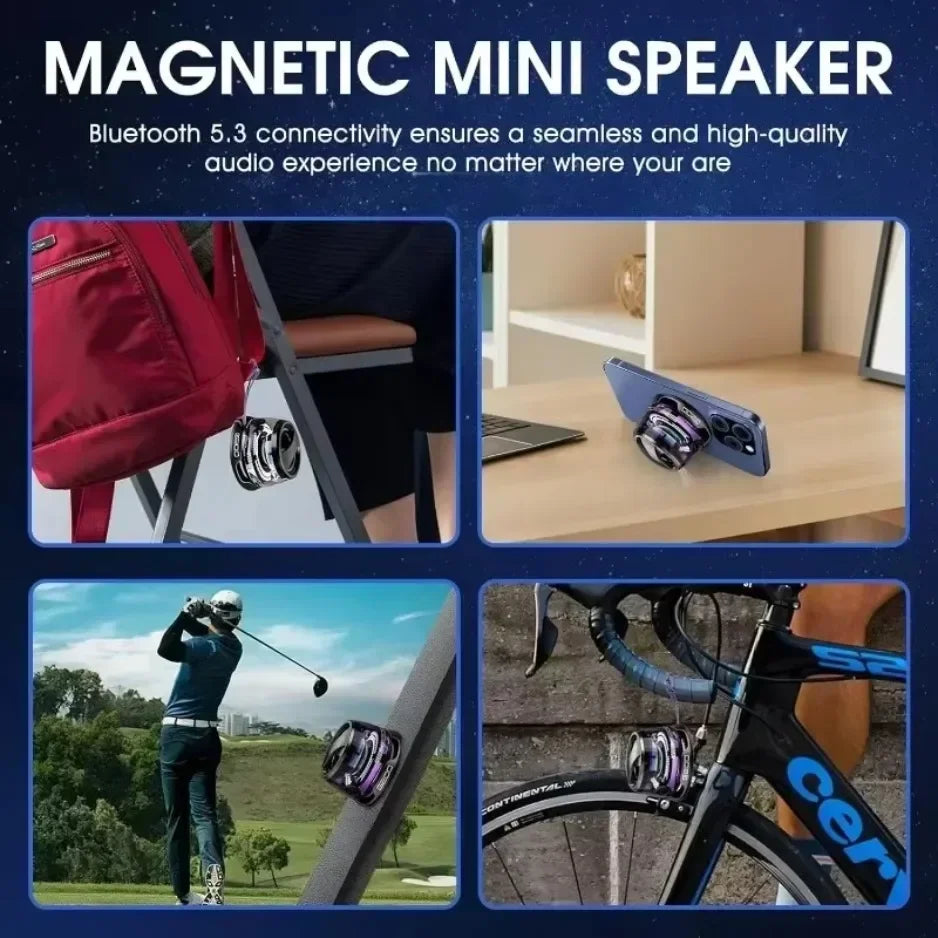 Mini Magnetic Bluetooth Speaker Portable Phone Holder RGB Lighting Speaker BT5.3 Mini Sound Box 7 Hours Playback Easy to carry