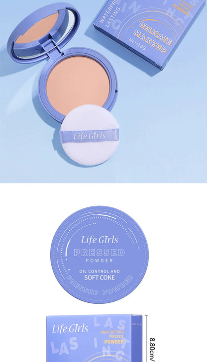 Life Girls Skin Tone Waterproof, Sweat-Proof Powder, Naturally Brightens, Conceals Concealer, Soft and Smooth, Natural and Transparent, Transparent Makeup, Self-Puff