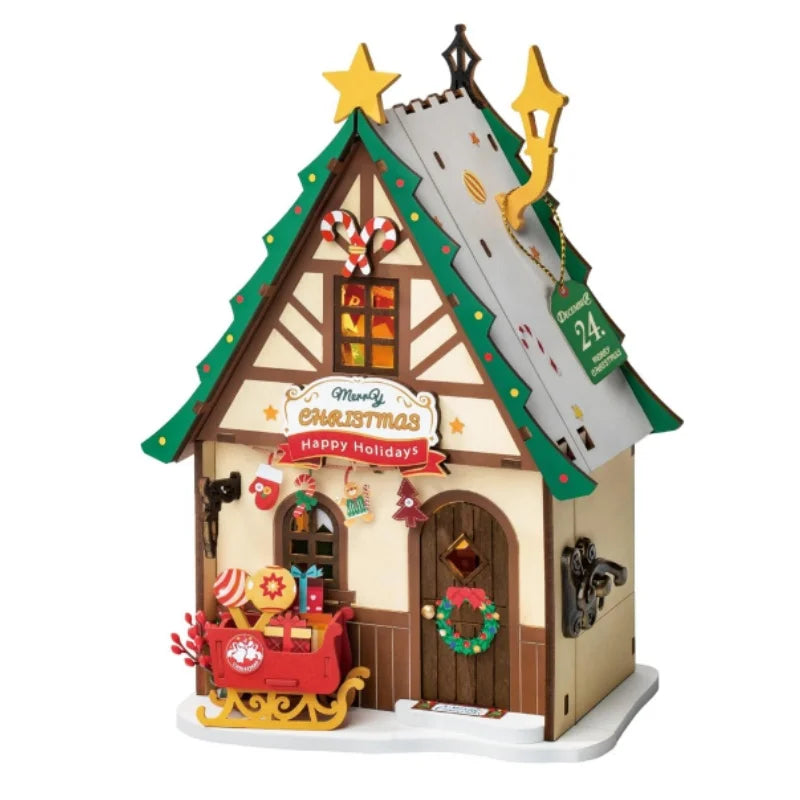 Robotime DIY Miniature House Kit Decoration Christmas Fireplace Mini House Building Craft Kits for Adults Gift  For Christmas