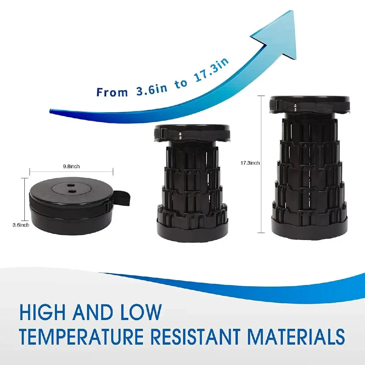 Portable Outdoor Folding Stool, Adjustable Telescoping Seat For Camping Stools