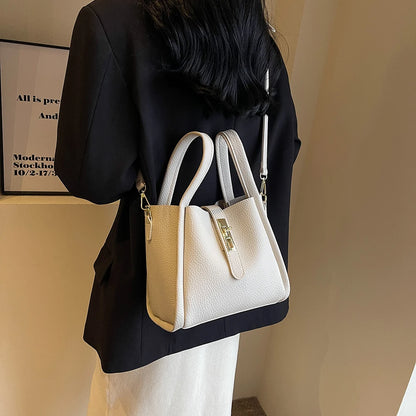 Luxury PU Leather Bucket Bag for Women Large Capacity Handbag with Inner Bag Double Handle Magnetic Closure Shoulder Bag Satchel