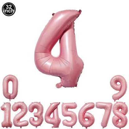 32inch Hot Pink Rose Foil Number Balloons Girls Birthday Pink Large Number Balloon Birthday Wedding Baby Shower Party Decor