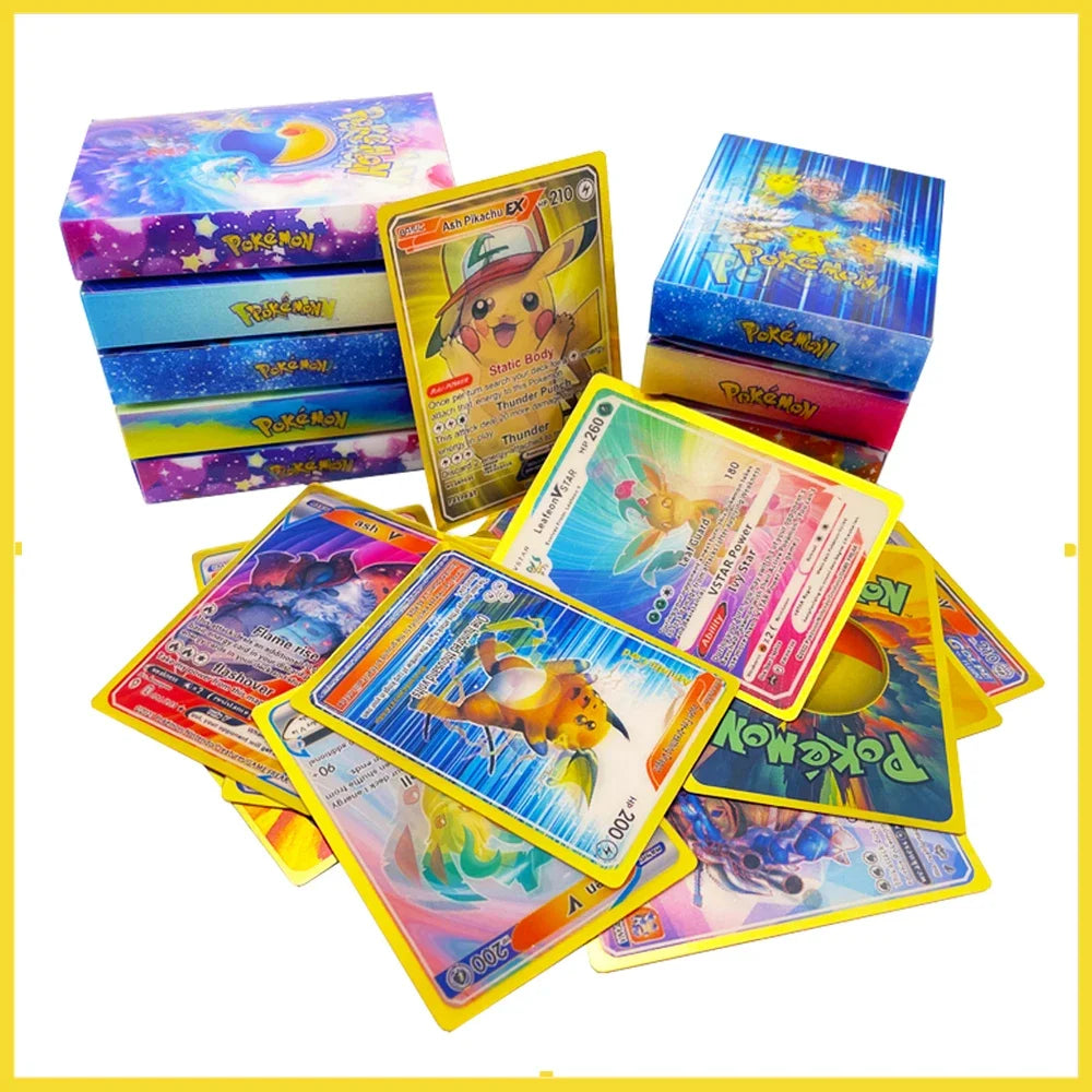 27pcs/50pcs Pokemon 3D Conversion Card English Version Vmax Charizard Pikachu Pikachu Rare Collection Trainer Colorful Card Box