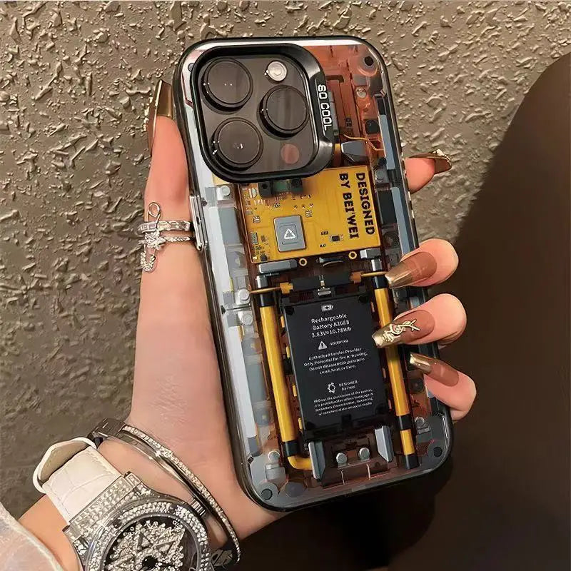 Mechanical Parts Pattern Phone Case For iPhone 17 16 15 14 Plus 13 12 11 16E Pro Max 17 Air X XR XS Matte Bumper Hard Cover