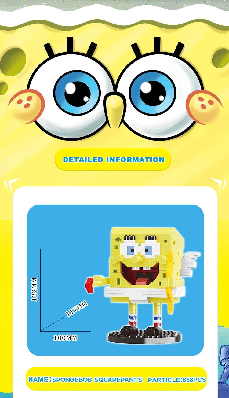 Spongebob Cartoon Krusty Krab Restaurant Building Blocks Creative Canteen Scenes Model Bricks Desktop Ornaments Toy For Kid Gift