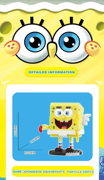 Spongebob Cartoon Krusty Krab Restaurant Building Blocks Creative Canteen Scenes Model Bricks Desktop Ornaments Toy For Kid Gift