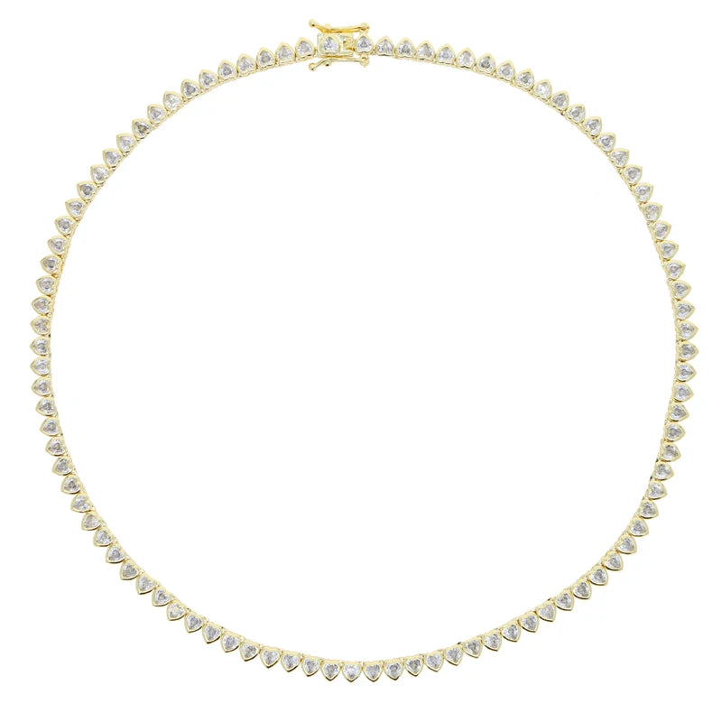 Green White CZ Bezel Heart Shaped Tennis Chain Choker Necklace For Women Geometric Classic Luxury Jewelry