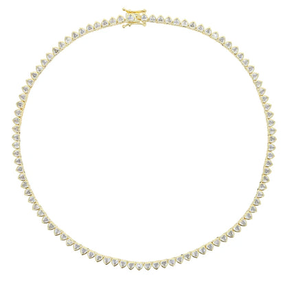 Green White CZ Bezel Heart Shaped Tennis Chain Choker Necklace For Women Geometric Classic Luxury Jewelry