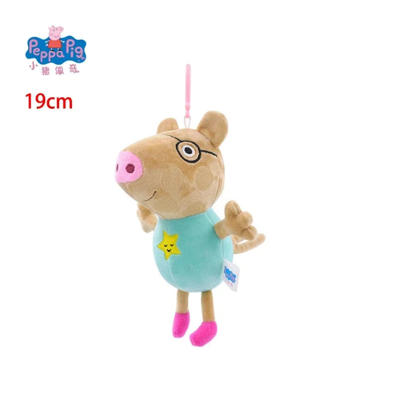 19CM Genuine Peppa Pig George Emily Candy Dennie Pedro Stuffed Plush Toys Keyring Animal Doll Pendant Children's Birthday Gifts