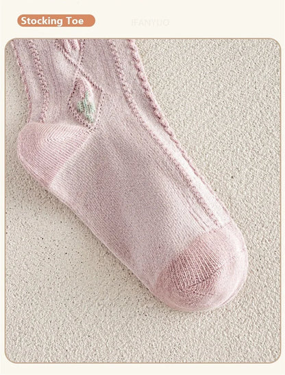 1-12Years Kids Autumn Elastic Tights Jacquard Soft Teenager Leggings Girls Knit Cotton Pantyhose Sweet Cute Baby Bottom Clothes