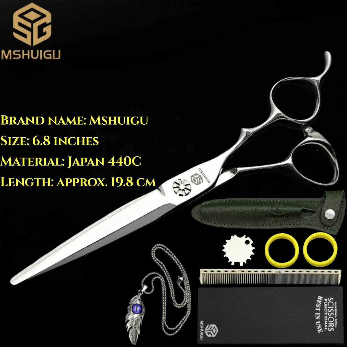 MSHUIGU professional barber Small size scissors 440C 5-5.5-6inch Multifunctional thinning shears Salon Tool Accessories