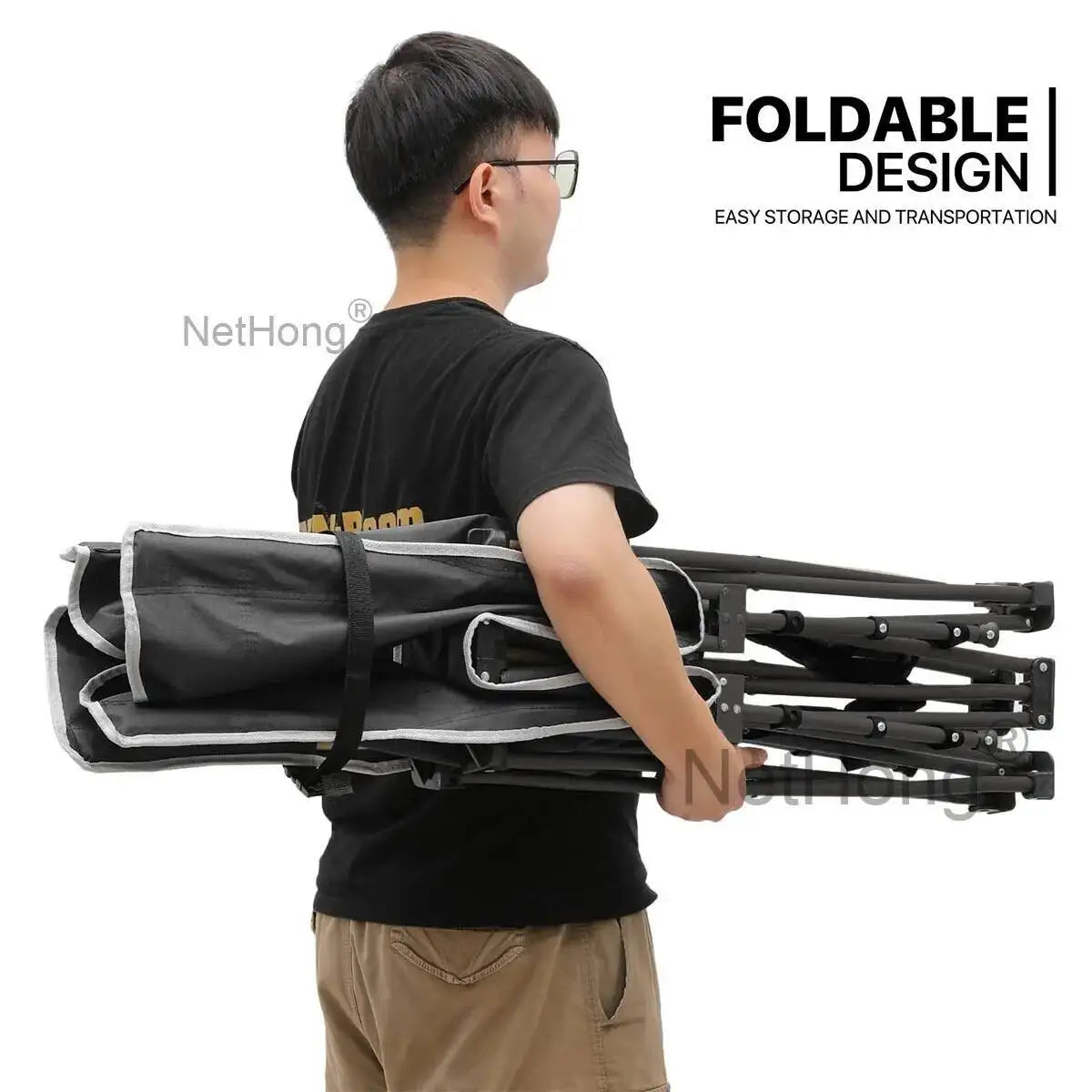 Cot Heavy-Duty Portable Camping Folding Sleeping Bed With Mattress