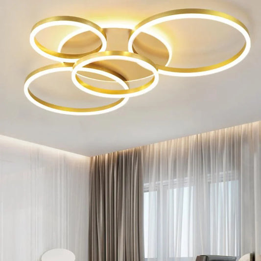 KOMORE Classic Golden Loops Energy Efficient LED Ceiling Light, Cool White / Stepless Dimming for Office, Living Room, Bedroom