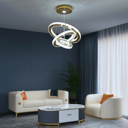 Crystal Pendant Light Living Room Remote Control Gold Chrome Lustre Ceiling Chandeilers Lamp for Bedroom Home Decoration Luminai