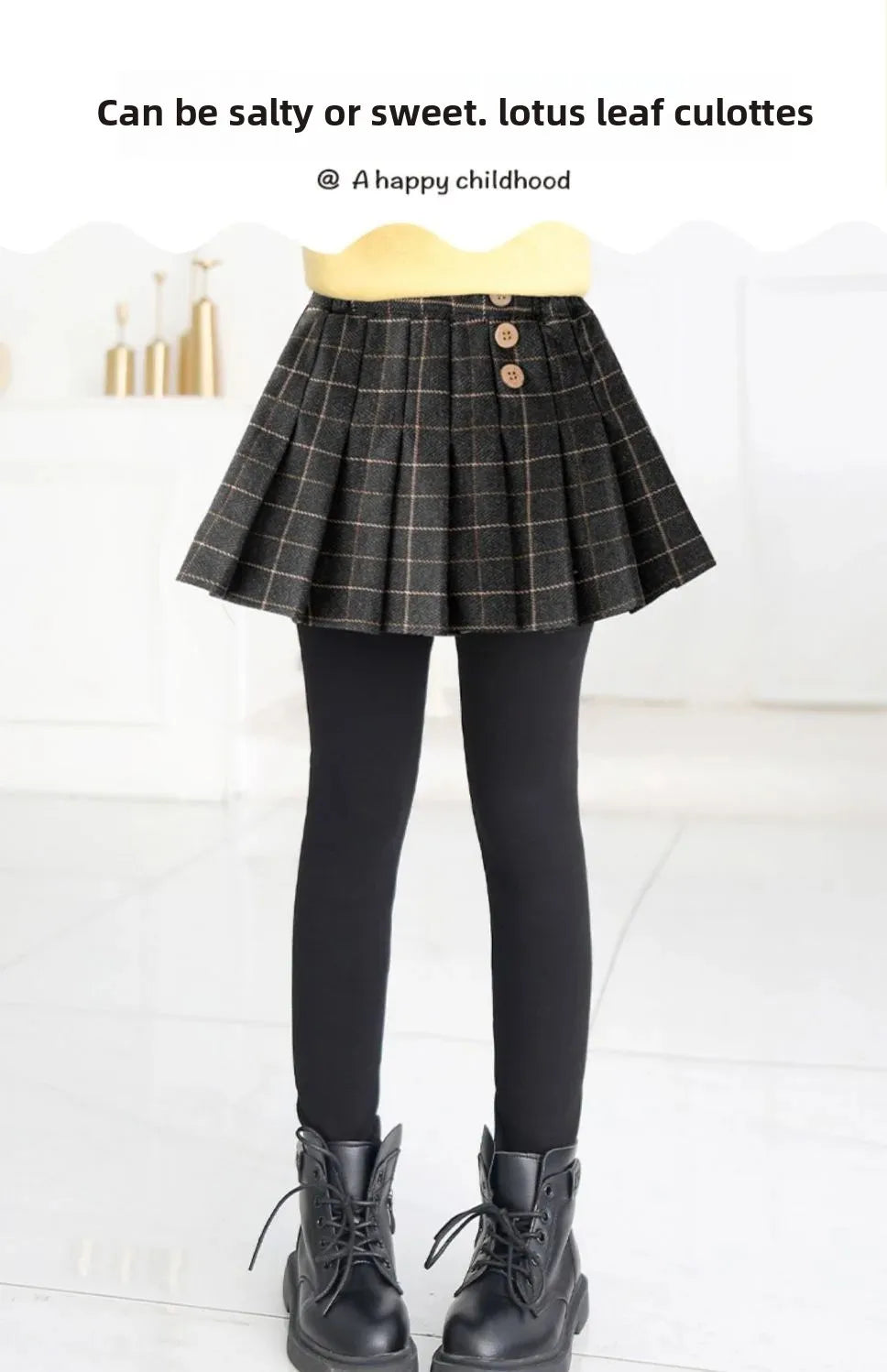 Girls Fleece Skort - Thickened Winter Leggings with Poodle Skirt | Warm Autumn & Winter Bottoms
