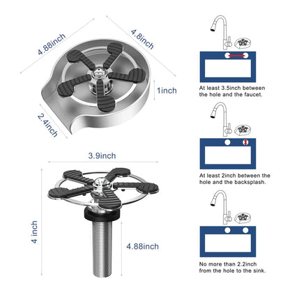 Kitchen Sink Glass Rinser Stainless Steel High Pressure Cup Cleaner Automatic Cup Washer Kitchen Faucet Bar Bottle Washer Tools
