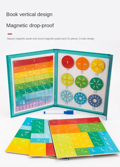 Montessori Magnetic Fraction Learning Math Toy Montessori Arithmetic Teaching Aids Wooden Book Educational Toys For Children