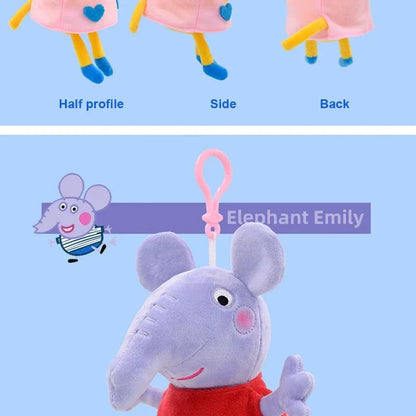 19CM Genuine Peppa Pig George Emily Candy Dennie Pedro Stuffed Plush Toys Keyring Animal Doll Pendant Children's Birthday Gifts