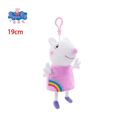 19CM Genuine Peppa Pig George Emily Candy Dennie Pedro Stuffed Plush Toys Keyring Animal Doll Pendant Children's Birthday Gifts