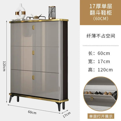 Modern light luxury ultra-thin tipping shoe cabinet 17cm home door aisle entrance large-capacity shoe rack cabinet furniture