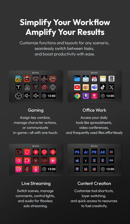 Ulanzi D200 Live Streaming Controller 13 LCD Keys for Gaming Office Work Vlog Content Creation Photo Video Editing