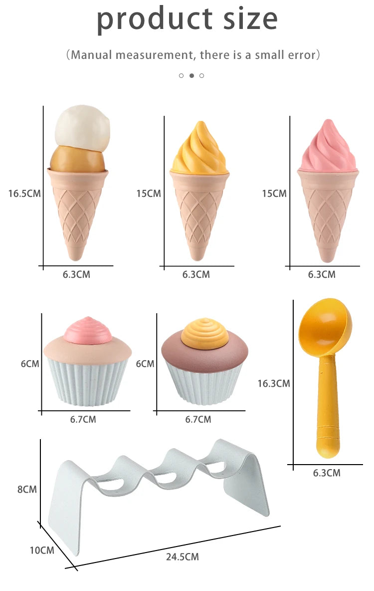 Children Beach toys play sand wheat straw material ice cream toys digging sand tools environmental Nordic wind outdoor