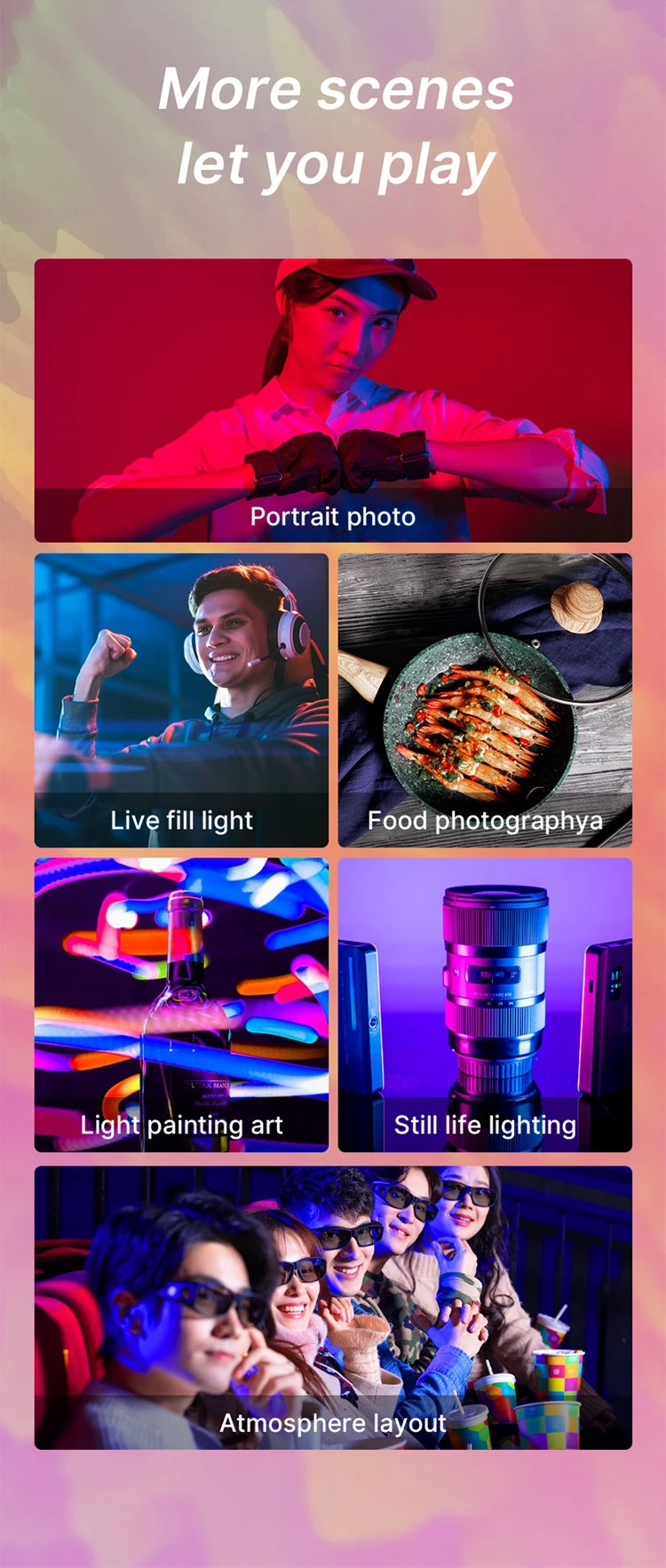 Ulanzi VL120 Full Color RGB Video Light 2500K-9000K LED Photography Lighting Dimmable Camera Light Live Videography Fill Lamp