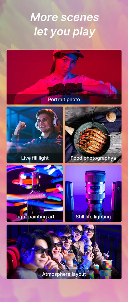 Ulanzi VL120 Full Color RGB Video Light 2500K-9000K LED Photography Lighting Dimmable Camera Light Live Videography Fill Lamp