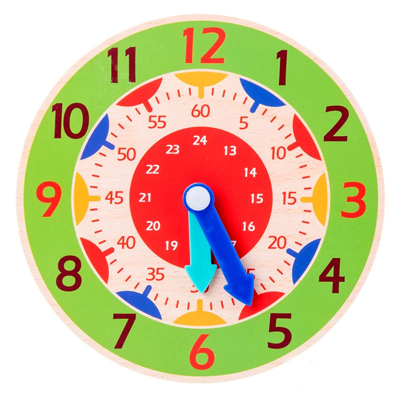 Kids Montessori Wooden Clock Toys Time Learning Teaching Aids Educational Toys For Children Primary School Clever Board Toy