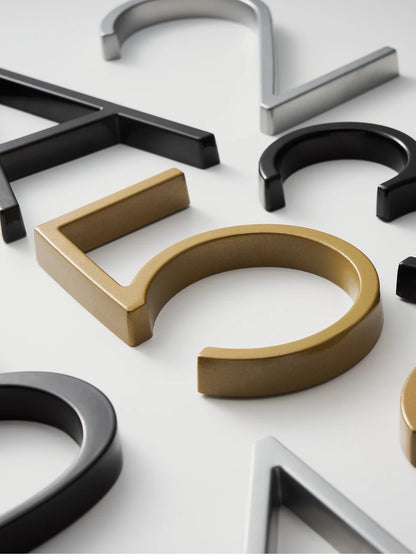 Nurlin 5 inchs 125mm Luxury Address Big House Numbers Modern Gold Black Silver Floating Signage Outdoor Digits Mailbox Sign