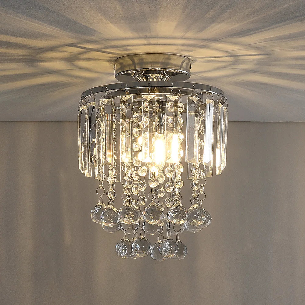 KOMORE Crystal Mount Ceiling Light 23cm /25cm / 30cm Dia for Living Room, Bedroom, Kitchen