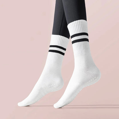 3 Pairs Long Yoga Socks with Grip for Women Anti Skid Gripper Socks No Slip Socks for Pilates, Barre, Dance,Yoga
