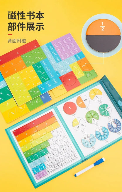 Montessori Magnetic Fraction Learning Math Toy Montessori Arithmetic Teaching Aids Wooden Book Educational Toys For Children