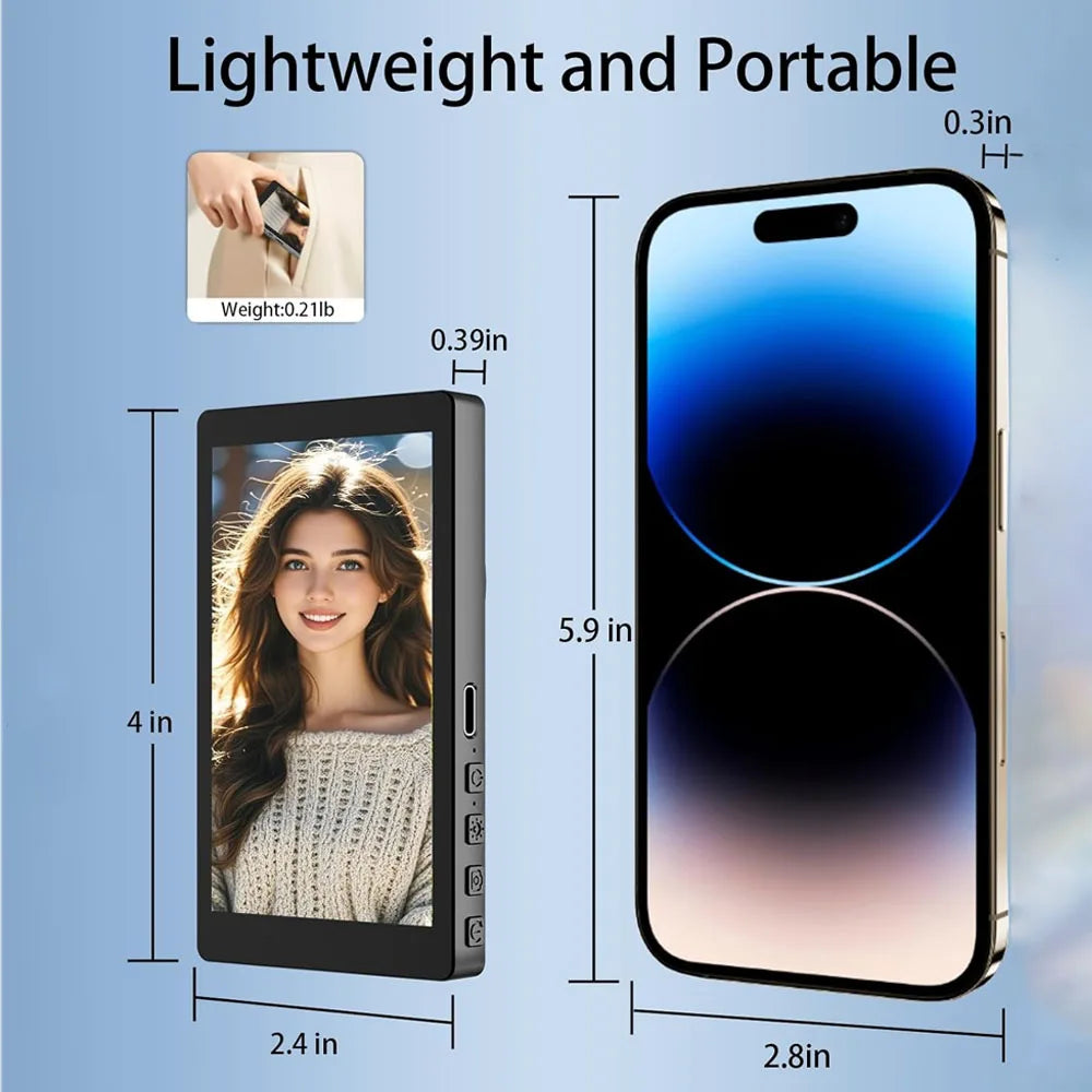 Phone Selfie Monitor Screen Wireless Magnetic Mount Vlog Phone Rear Camera Selfie WiFi Bluetooth Connection for Selfie Live